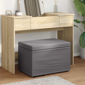 vidaXL Kruk Grijs 61 x 41 x 40 cm Nepleer en Gefabriceerd Hout