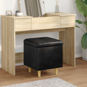 vidaXL Opslagottoman met kussen Zwart 40 x 40 x 45 cm Kunstleer