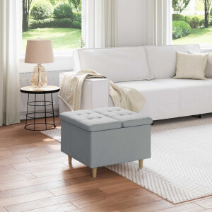 vidaXL Opslagottoman met kussen Lichtgrijs 60 x 60 x 45 cm Stof