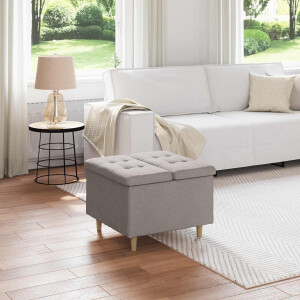 vidaXL Opslagottoman met kussen Taupe 60 x 60 x 45 cm Stof