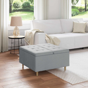 vidaXL Opslagottoman met kussen Lichtgrijs 80 x 80 x 45 cm Stof