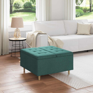 vidaXL Opslagottoman met kussen Donkergroen 80 x 80 x 45 cm Stof
