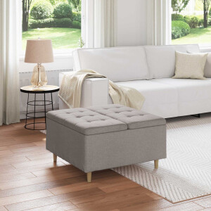vidaXL Opslagottoman met kussen Taupe 80 x 80 x 45 cm Stof