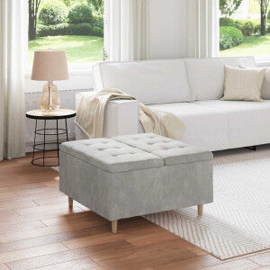 vidaXL Opslagottoman met kussen Lichtgrijs 80 x 80 x 45 cm Fluweel