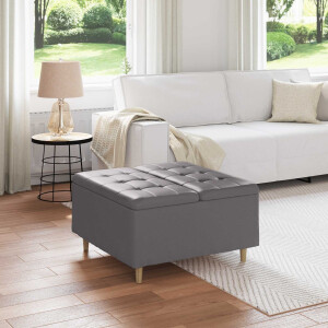 vidaXL Opslagottoman met kussen Grijs 80 x 80 x 45 cm Kunstleer