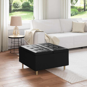 vidaXL Opslagottoman met kussen Zwart 80 x 80 x 45 cm Kunstleer