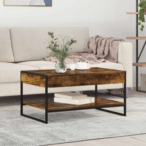 vidaXL Salontafel Rook Eik 80 x 50 x 40 cm Bewerkt hout