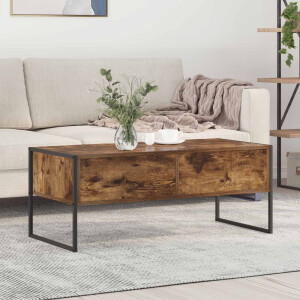vidaXL Salontafel met lade Rook Eik 100 x 46 x 40 cm Bewerkt hout