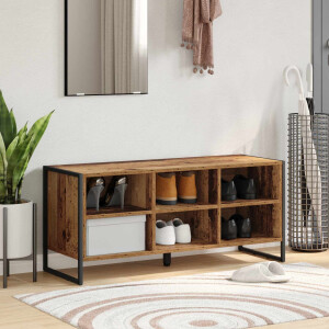 vidaXL Schoenenkast met opslag Oud Hout 100 x 35 x 44 cm Bewerkt hout