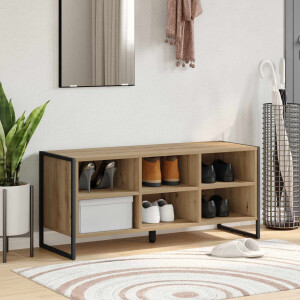 vidaXL Schoenenkast Ambachtelijk eiken 100 x 35 x 44 cm Bewerkt hout