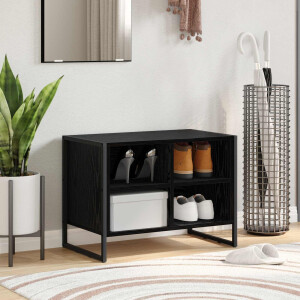 vidaXL Schoenenkast Zwart Eiken 60 x 35 x 44 cm Bewerkt hout