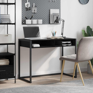 vidaXL Bureau met opslag Zwart Eiken 100 x 50 x 75 cm Bewerkt hout