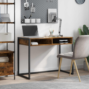 vidaXL Bureau met opslag Rook Eik 100 x 50 x 75 cm Bewerkt hout