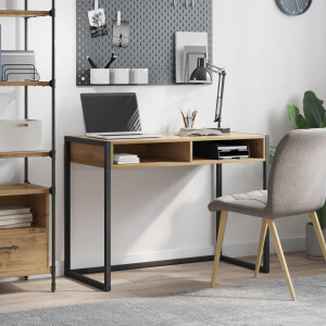 vidaXL Bureau Ambachtelijk eiken 100 x 50 x 75 cm Bewerkt hout