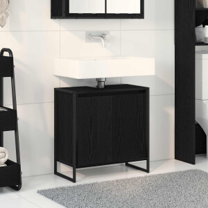 vidaXL Badkamer Kast Zwart Eiken 60 x 30 x 60 cm Bewerkt hout