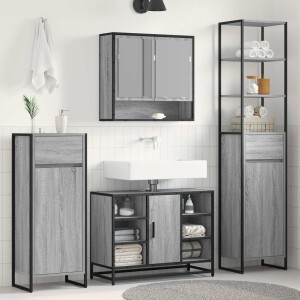 vidaXL Badkamer Kast Grijs Sonoma 40 x 30 x 180 cm Bewerkt hout