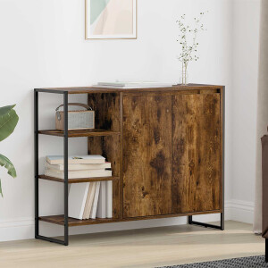 vidaXL Bijzetkast Rook Eik 96.5 x 30 x 75 cm Bewerkt hout