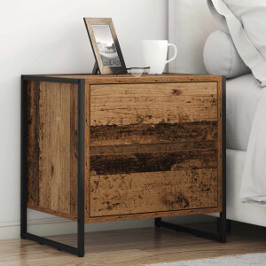vidaXL Nachtkastje met lade Oud Hout 50 x 39,5 x 50 cm Bewerkt hout