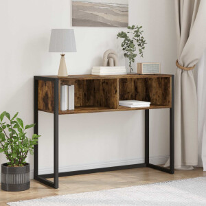 vidaXL Bijzettafel met opslag Rook Eik 100 x 36 x 75 cm Bewerkt hout