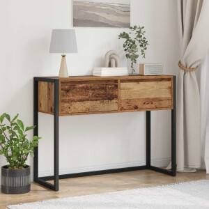 vidaXL Bijzettafel met lade Oud Hout 100 x 36 x 75 cm Bewerkt hout