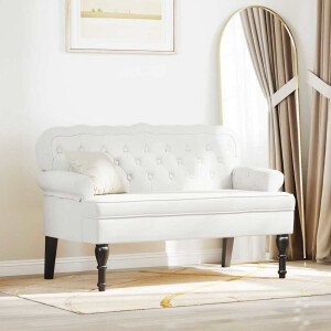 vidaXL Chesterfield Bank Wit 119,5 x 64,5 x 75 cm Nep Leer