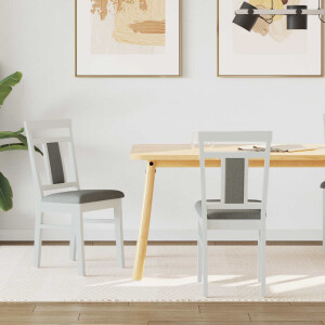 vidaXL Eetkamerstoel 2 pcs Wit en Grijs Massief Rubberhout