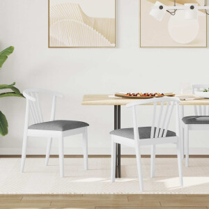 vidaXL Eetkamerstoel 2 pcs Wit en Grijs Massief Rubberhout
