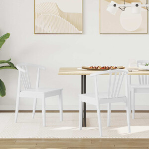 vidaXL Eetkamerstoel 2 pcs Wit Massief Rubberhout