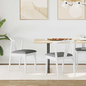 vidaXL Eetkamerstoel 2 pcs Wit en Grijs Massief Rubberhout
