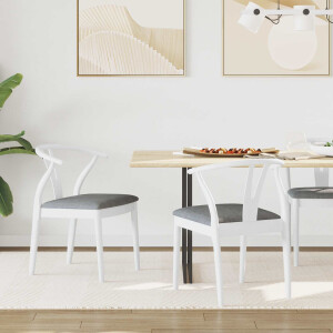 vidaXL Eetkamerstoel 2 pcs Wit en Grijs Massief Rubberhout