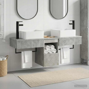 vidaXL Badkamerkastenset 3 st Betongrijs 53 x 35 x 39 cm Bewerkt hout