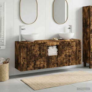 vidaXL Badkamerkastenset 3 st Gerookt eiken 49,5 x 35 x 63 cm