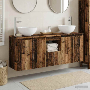 vidaXL Badkamerkastenset 3 st Oud hout 49,5 x 35 x 63 cm Bewerkt hout