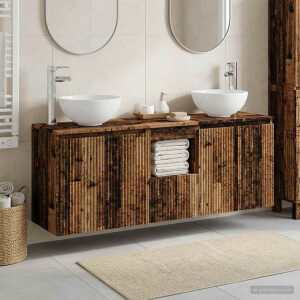 vidaXL Badkamerkastenset 3 st Oud hout 49,5 x 41 x 64,5 cm