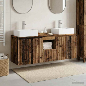 vidaXL Badkamerkastenset 3 st Oud hout 49,5 x 41 x 62,5 cm