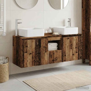 vidaXL Badkamerkastenset 3 st Oud hout 53 x 35 x 63 cm Bewerkt hout