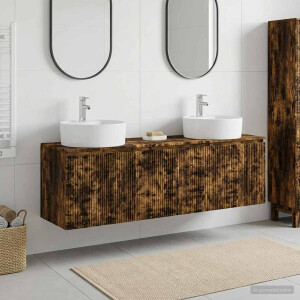 vidaXL Badkamerkastenset 3 st Gerookt eiken 49,5 x 44,5 x 65 cm