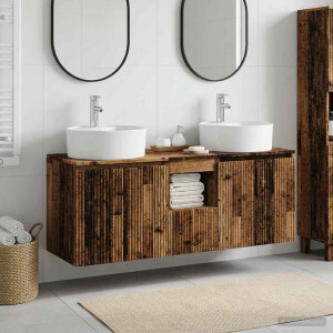 vidaXL Badkamerkastenset 3 st Oud hout 49,5 x 44,5 x 65 cm
