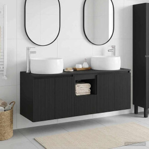 vidaXL Badkamerkastenset 3 st Zwart 49,5 x 44,5 x 66 cm Bewerkt hout