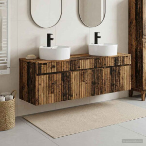 vidaXL Badkamerkastenset 3 st Oud hout 49 x 44,5 x 65 cm Bewerkt hout