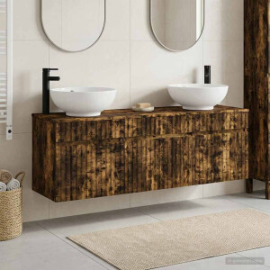 vidaXL Badkamerkastenset 3 st Gerookt eiken 49 x 44,5 x 66,5 cm