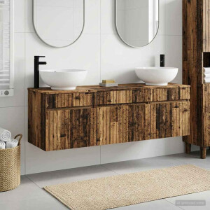 vidaXL Badkamerkastenset 3 st Oud hout 49 x 44,5 x 66,5 cm