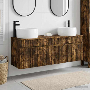 vidaXL Badkamerkastenset 3 st Gerookt eiken 49 x 44,5 x 66 cm