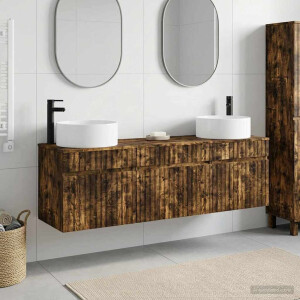 vidaXL Badkamerkastenset 3 st Gerookt eiken 49 x 44,5 x 65,5 cm