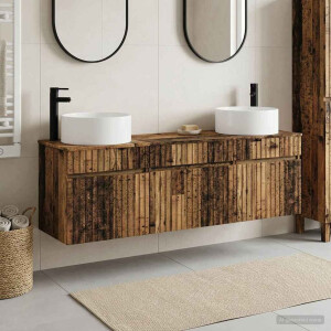 vidaXL Badkamerkastenset 3 st Oud hout 49 x 44,5 x 65,5 cm