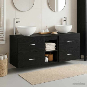 vidaXL Badkamerkastenset 3 st Zwart eiken 49,5 x 35 x 63 cm