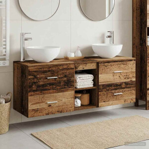 vidaXL Badkamerkastenset 3 st Oud hout 49,5 x 35 x 63 cm Bewerkt hout