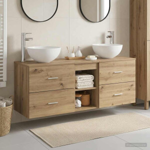 vidaXL Badkamerkastenset 3 st Artisanaal eiken 49,5 x 35 x 63 cm