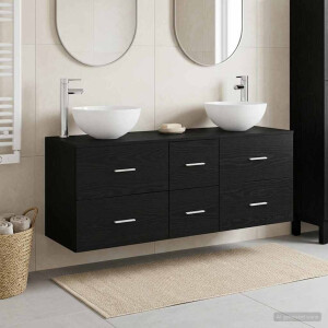 vidaXL Badkamerkastenset 3 st Zwart eiken 49,5 x 35 x 63 cm