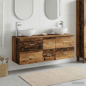 vidaXL Badkamerkastenset 3 st Oud hout 49,5 x 35 x 63 cm Bewerkt hout